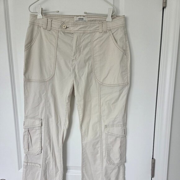 Cotton On Pants - Cotton-On Cargo Wide Leg Pants BOHO Streetwear Utility Beige Women 10